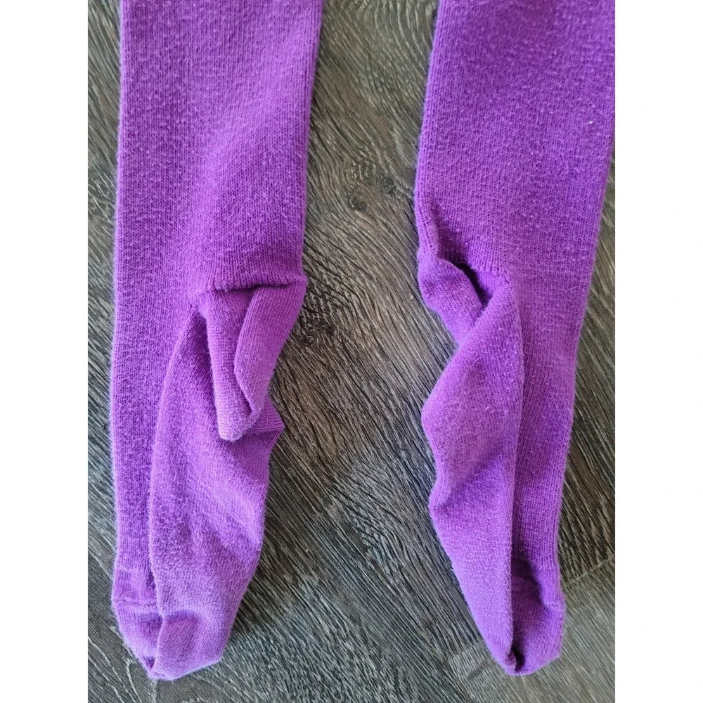 Hanna Andersson Girls Purple Ribbed Knit Footed Tights 140 size 10 #8